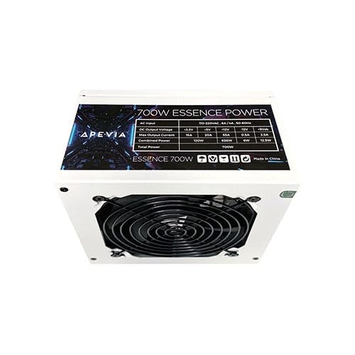 Apevia Atx Es700 Wh Essence 700W Atx Semi Modular Gaming Power Supply With Auto Thermally Controlled 120Mm Black Fan, 115/230V S
