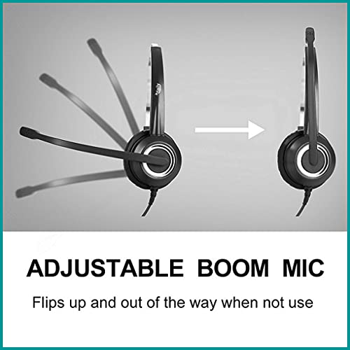 Polycom Phone Headset Noise Cancelling Mic Rj9 U10P Bottom Cable Compatible With Polycom Vvx, Shoretel, Avaya Digital Phones