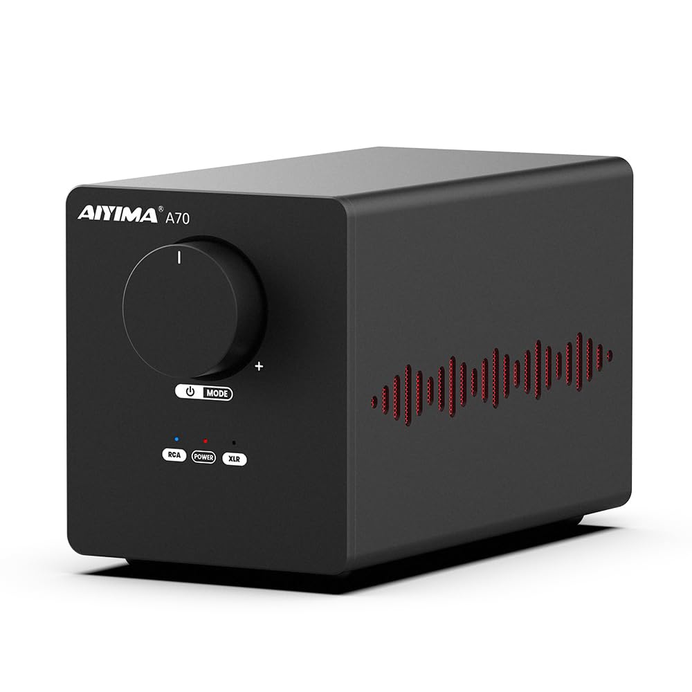 Aiyima A70 Balanced Stereo Amplifier With Pffb,Tpa3255 2 Channel Class D Amp For Desktop Home Theater Bookshelf Speaker,With Xlr & Rca Inputs & Trigger Input,With Dc48V 5A Gan Power Adapter