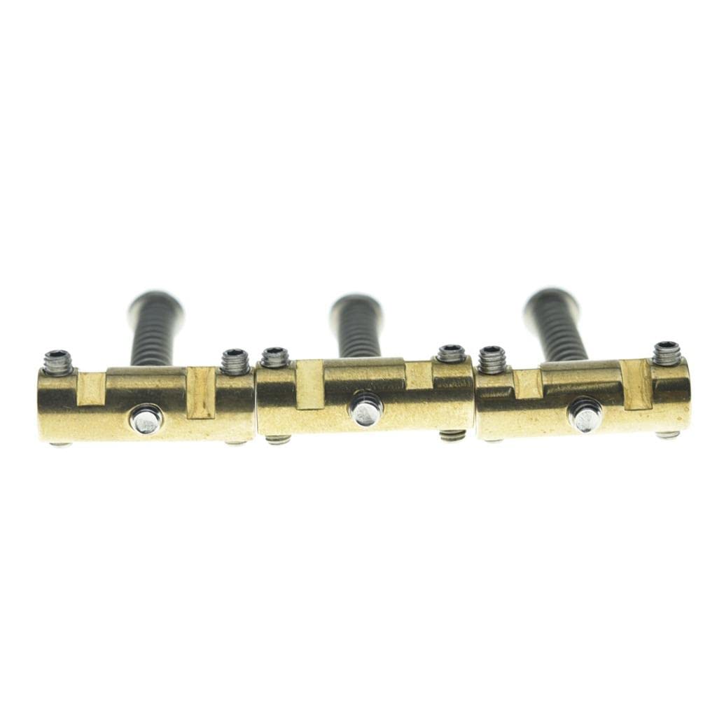 Dopro Set Of 3 Brass Compensated Saddles Barrel Style Brass Bridge Saddles For Vintage 52/62 Tele/Telecaster Bridges