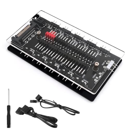 Verilux Argb And Pwm Fan Hub, 10 Ports For Addressable Rgb Lighting, 1 To 6 Multi Way Backplane Splitter 5V/3Pin Case Fan Hub Ad