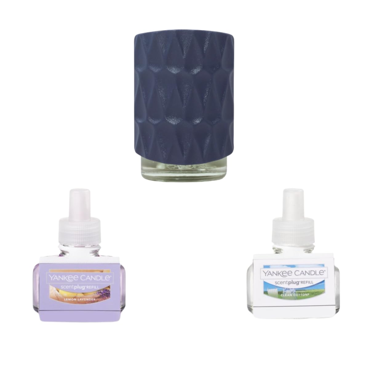 Yankee Candle Fresh Harmony Variety Pack - Scent Plug Diffuser Organic Pattern Blue, Scent Plug Refill Lemon Lavender and Clean 