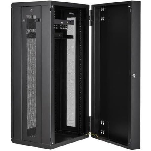 StarTech.com 4 Post 26U Wall Mount Network Cabinet w/ 1U Shelf, 19' Wall Mounted Server Rack for IT / Data Computer Equipment