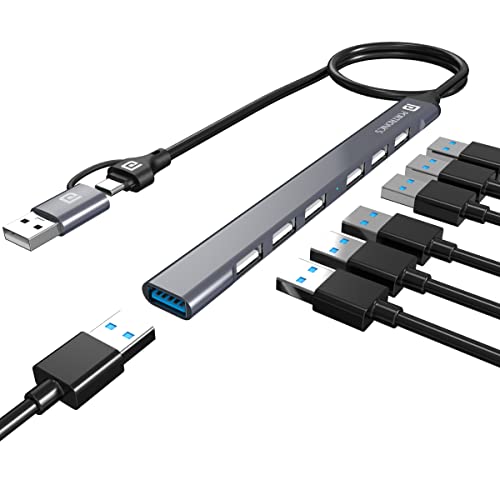 Portronics Mport 7 Usb Hub (7In2), Multiport Adapter With Dual Convertible Usb & Type C Heads, Upto 5 Gbps Data Transfer Speed