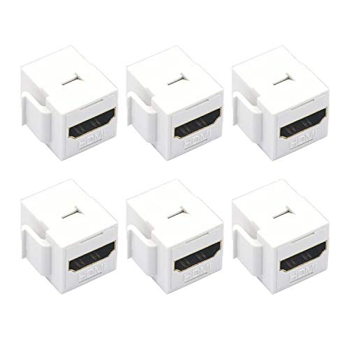 Vce Hdmi Keystone Jack 6 Pack, 4K Hdmi Female To Female Adapter Hdmi Coupler Snap In For Keystone Wall Plate, White