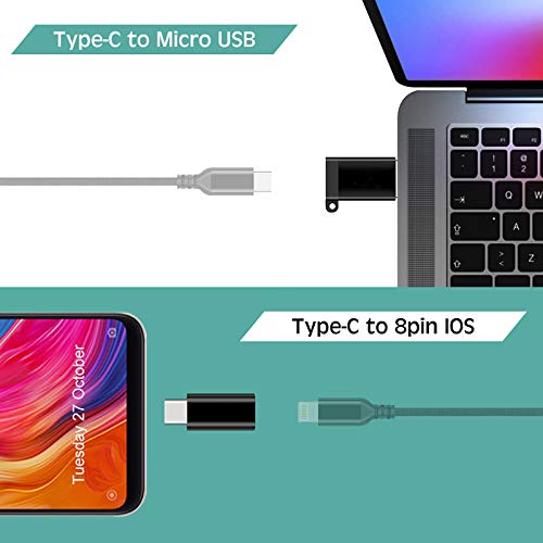 Klj Usb-C Adapters, Usb Type C To Micro Usb (Male To Female To Female To Male) Usb 3.0 (Male To Female To Female To Male) Pack O