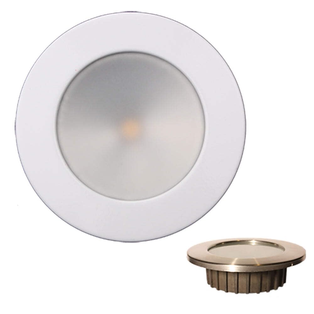Lunasea &Ldquo;Zero Emi&Rdquo; Recessed 3.5&Rdquo; Led Light - Warm White, Red W/White Stainless Steel Bezel - 12Vdc,WBHOMB08C29XC4G