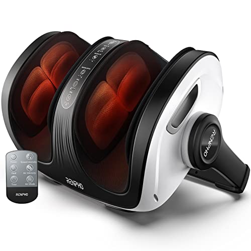 Renpho Foot Massager Machine With Heat, Shiatsu Foot And Calf Massager With Remote, Offer Deep Kneading Rolling Ankle, Leg Massa