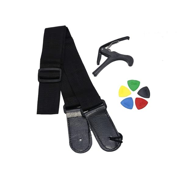 Music Mantra One Handed Trigger Alloy Guitar Capo Quick Change For Ukulele, Electric And Acoustic Guitars (Black Capo And Black