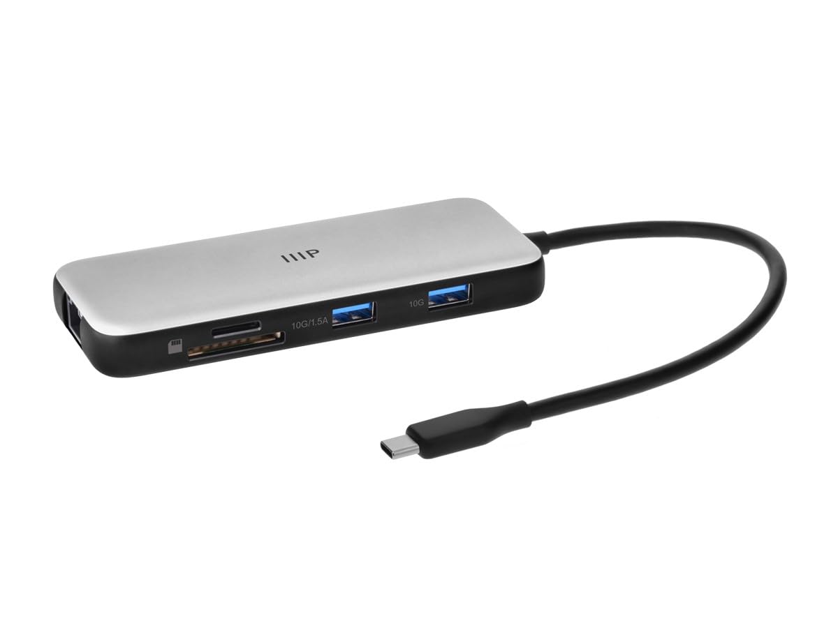 Monoprice 8-In-1 Dual Hdmi 4K@60Hz Dock With 10Gbps Usb Ports Pd Max 100W Sd And
