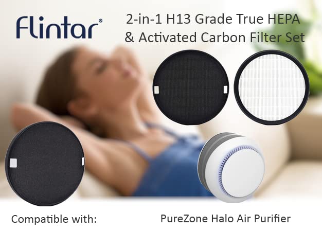 Flintar Halo H13 True Hepa Replacement Filter, Compatible With Pure Enrichment Purezone Halo Air Purifier Peairdsk (2 Pack)