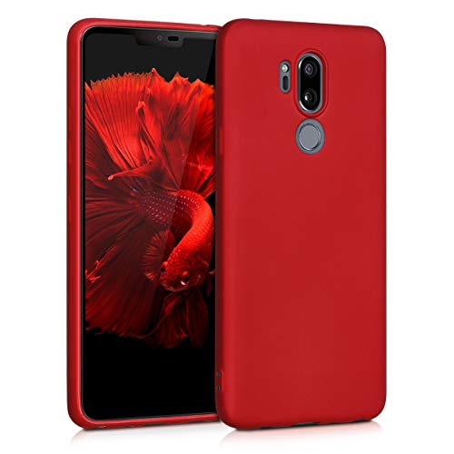 Kwmobile Case Compatible With Lg G7 Thinq/Fit/One Case   Soft Slim Metallic Tpu Silicone Cover   Metallic Dark Red