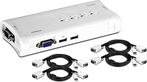 Trendnet 4 Port Usb Kvm Switch Kit, Vga And Usb Connections, 2048 X 1536 Resolution, Cabling Included, Control Up To 4 Computers