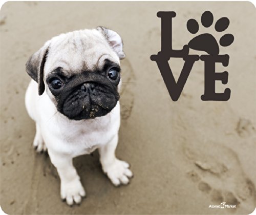 Atomic Market Pug Love with Paw Mouse Pad