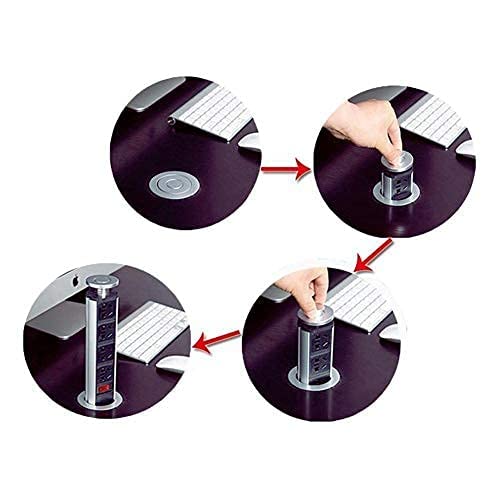 Retractable -Up Power Socket 3 Us Plug And 2 Usb Charging Ports, Electric Socket For Table Pulling Up/Outlet Desktop Worktop, Mu