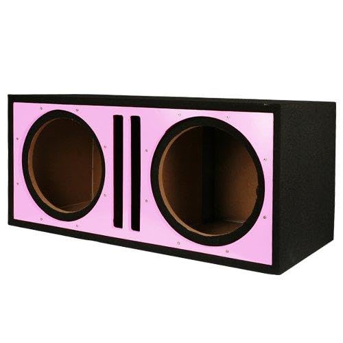 Absolute Pdeb10Pi (Pink/Black) Dual 10'', 3/4'' Mdf Twin Port Subwoofer Enclosure With Pink High Gloss Face Board