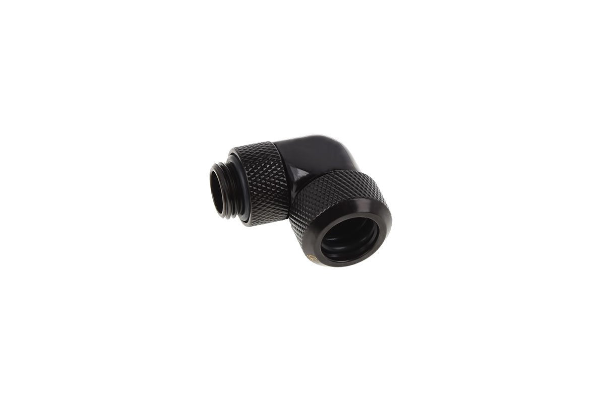 Alphacool 17393 Eiszapfen 13Mm Hardtube Compression Fitting 90 Rotatable G1/4   Knurled   Deep Black Water Cooling Fittings