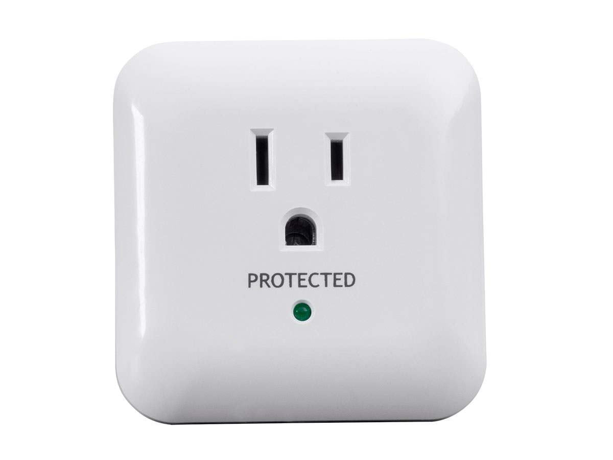 Monoprice Power & Surge   White | 1 Outlet Surge Protector With End Of Service Alarm, 900 Joules 15A / 125V / 1875W, 10Db To 60D