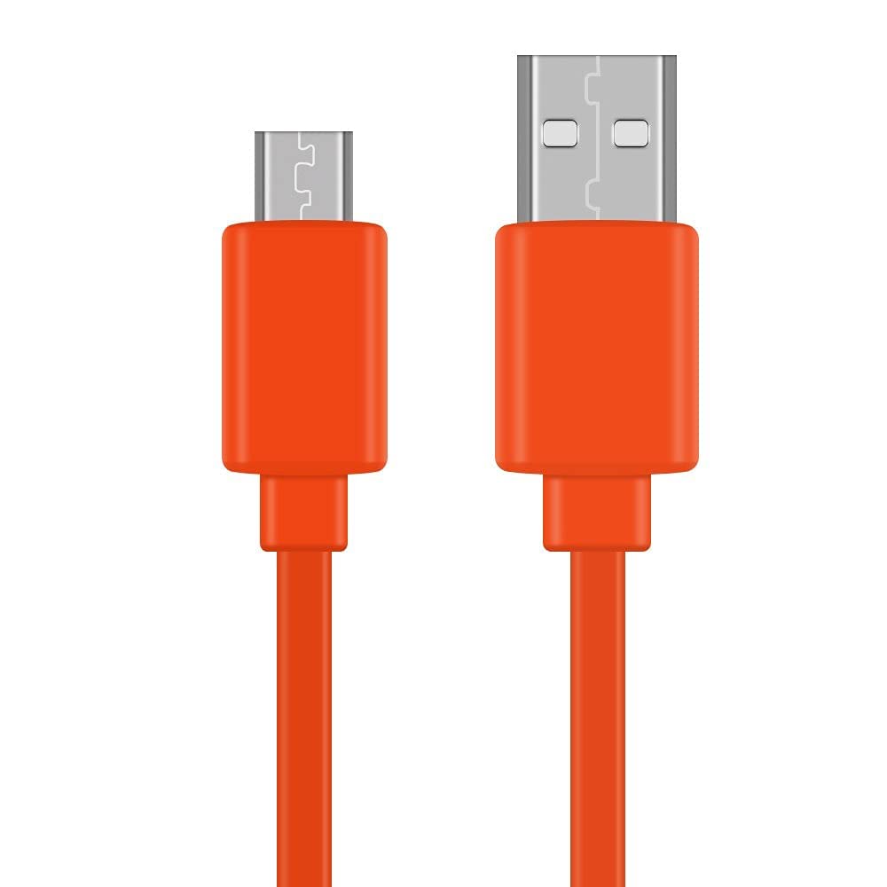 Koffmon Flip4 Micro Usb Charging Flat Cable Power Cord Compatible With Flip 2 Flip 3 Flip 4 Charge 2 Go Wireless Speaker (Orange)