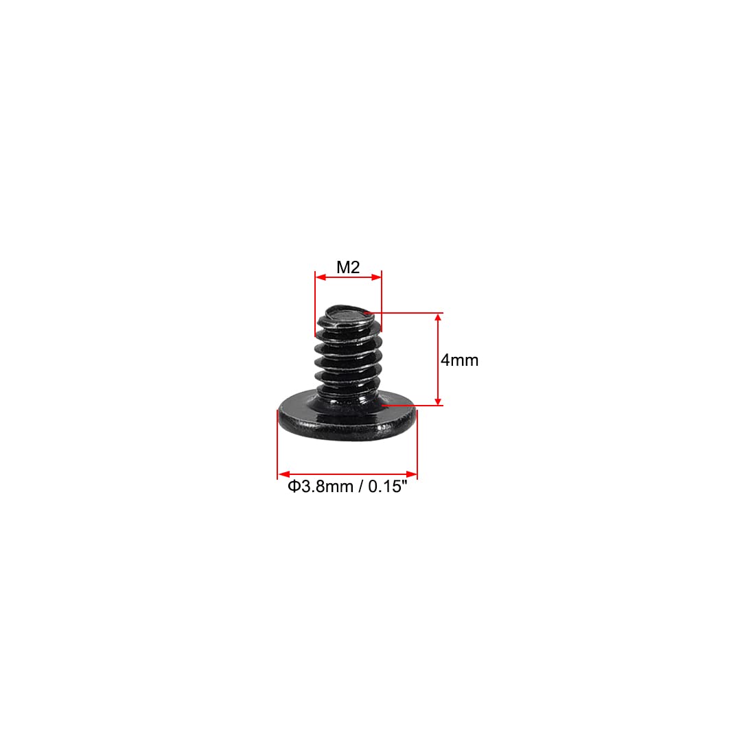 Uxcell M2X4Mm Phillips Screw Fastener Black 3.8Mm Dia Screw Head For Laptop Pc Tv Fan Switch 50Pcs