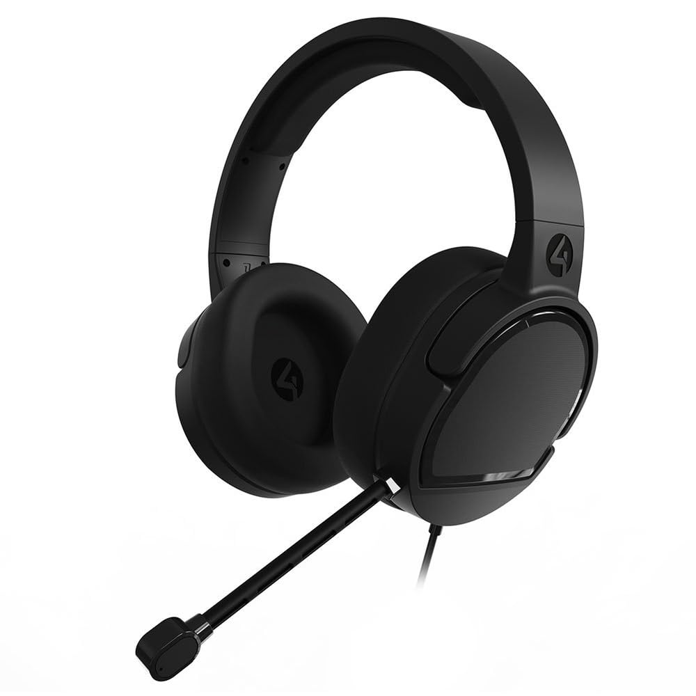 4Gamers Panther Over-Ear Gaming Headset Compatible with PS4/PS5, Xbox, Switch, PC with Flexible Mic, 3.5mm Jack, 1.5m Cable- Lig