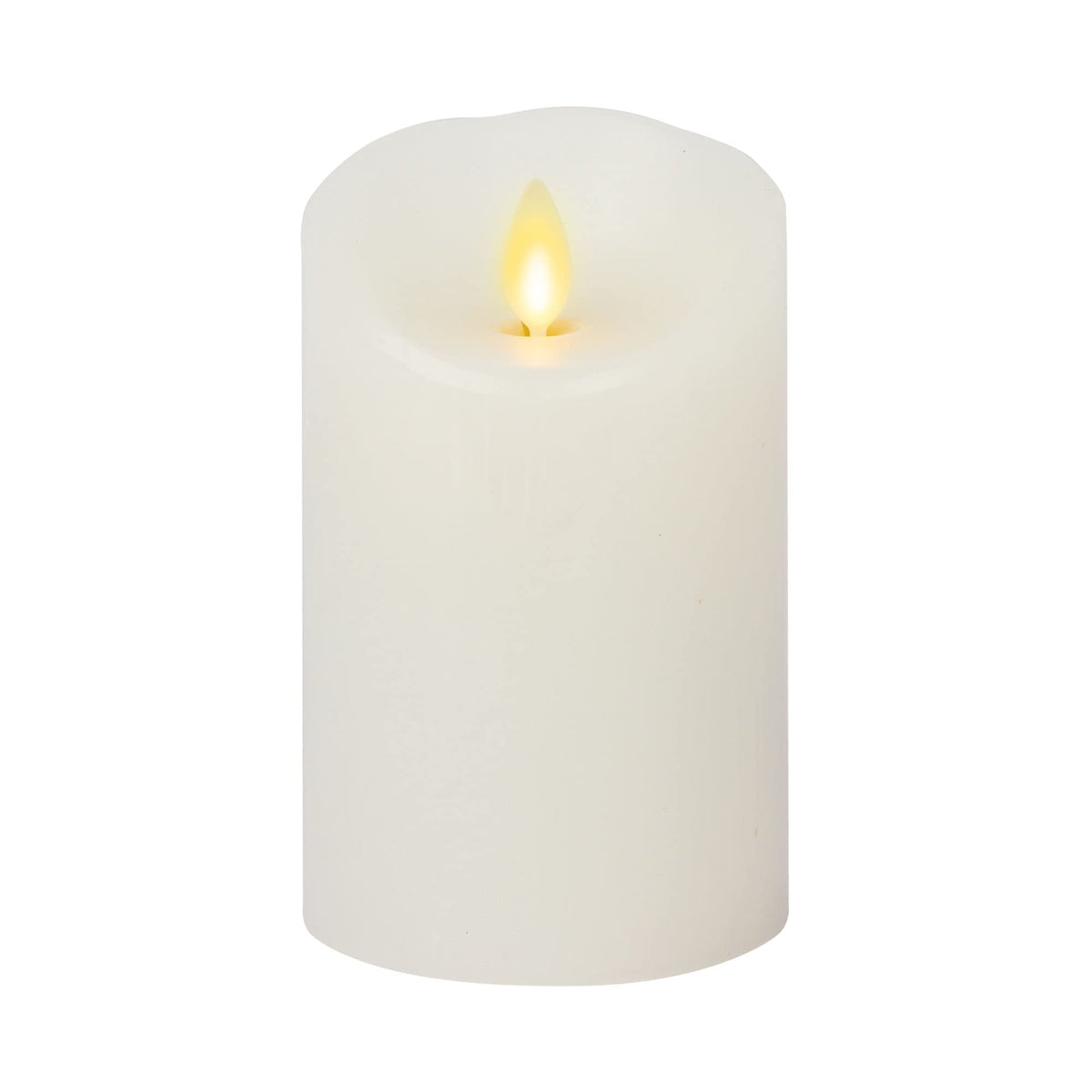 Luminara Flickering Flameless White 4.5'' Scalloped Edge Pillar Candle - Warm Led Light Flame - 2 C Battery Operated Decor For D