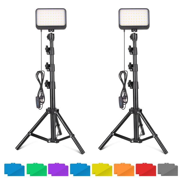 Ubeesize Led Video Studio Light Kit   16 Color Filters, Adjustable Tripod Stand With Ball Head, Photography Lighting For Video R