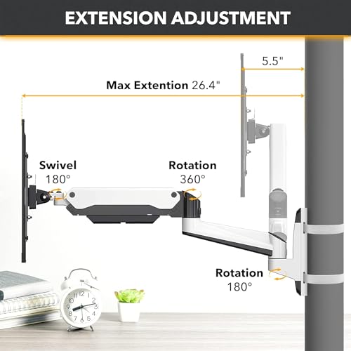 Condomounts Clmmmaw2022 Height Adjustable Full Motion Tv Pillar Mount & Vesa Monitor Mount| Ratchet Strap Warehouse Tv Mount | G