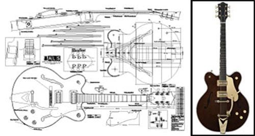 Plan of Gretsch Country Classic Archtop Electric Guitar - Full Scale Print