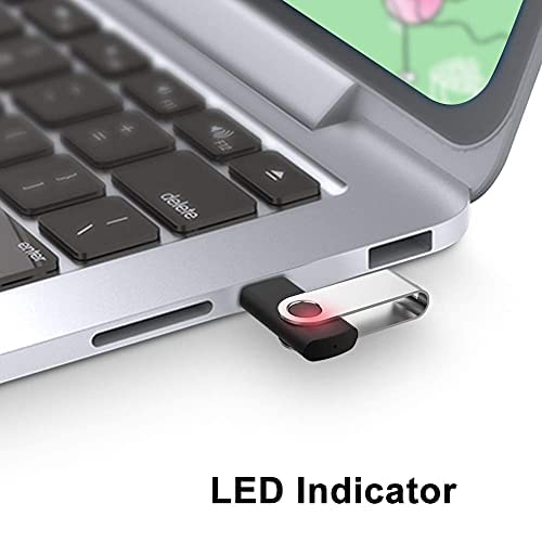 Juanwe Usb Flash Drive 128Gb 5 Pack Usb 2.0 Thumb Drive Fold Storage Memory Stick Swivel Keychain Design Jump Drive Black