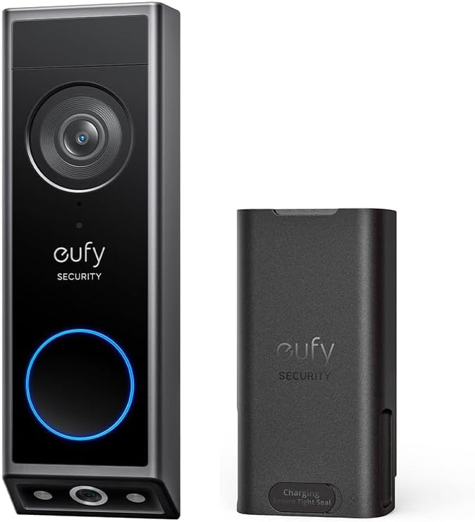Eufy Security Video Doorbell E340 (Battery Powered, With Extra Backup Battery), Uninterrupted Use With Rechargeable Battery, Dua