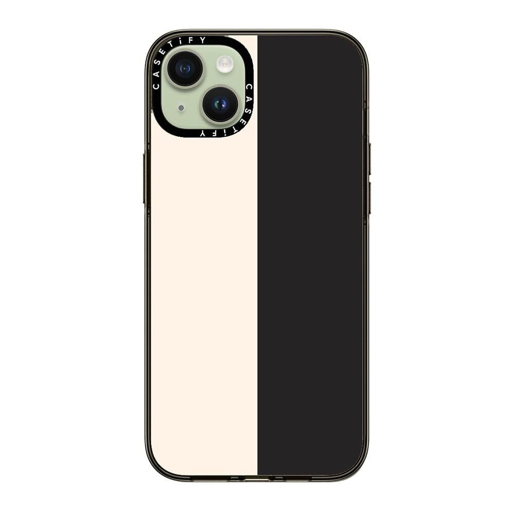 Casetify Compact Iphone 15 Plus Case [2X Military Grade Drop Tested / 4Ft Drop Protection]   White/Black Colorblock   Clear Blac