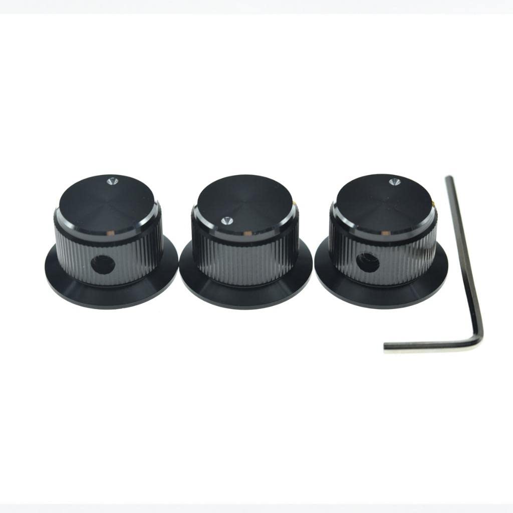3-Pack Set Screw Style Aluminium Potentiometer Knobs 1/4"" Universal Top Hat Knobs Bell Volume Tone Control Knobs For Guitar/Bas
