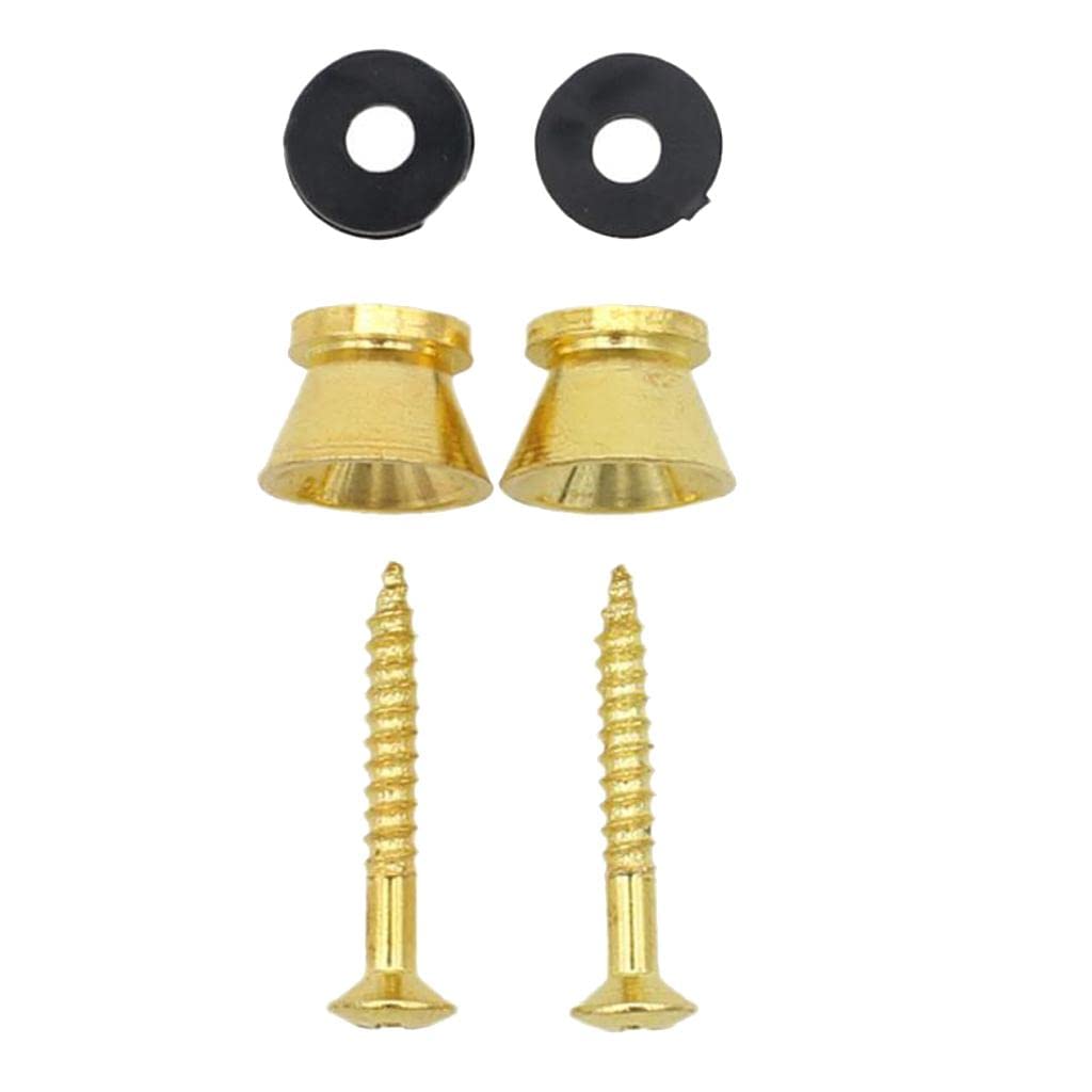 Bnf 2 Pieces Metal Strap Lock Screw Button For Acoustic Electric Guitar