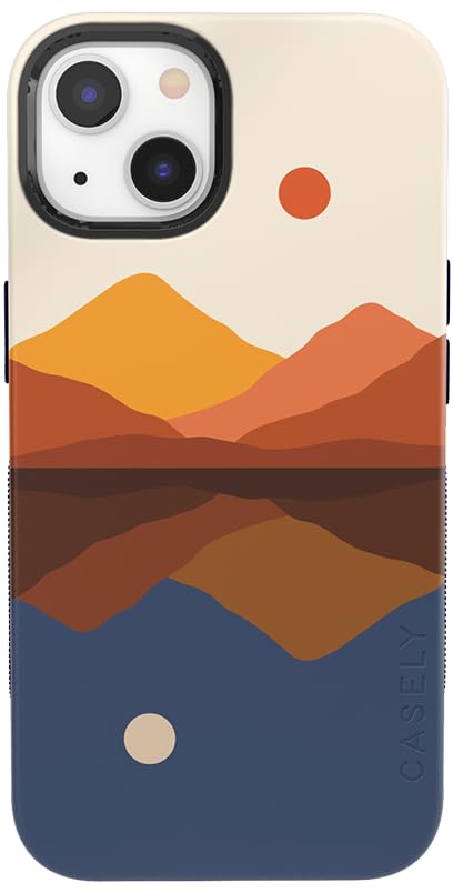 Casely Iphone 14 Plus Case | Opposites Attract | Day & Night Colorblock Mountain | Compatible With Magsafe