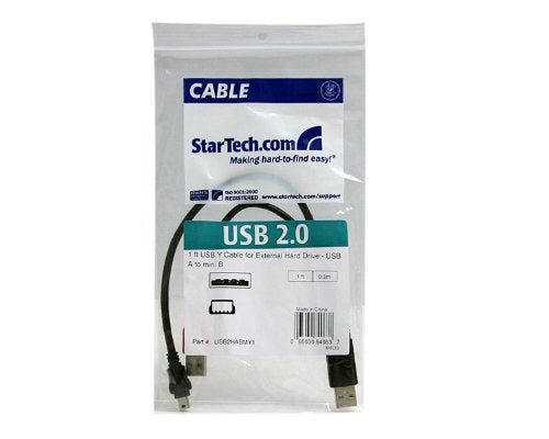Startech.Com 1 Ft Usb Y Cable For External Hard Drive   Usb A To Mini B   Usb Cable   Usb (M) To Mini Usb Type B (M)   Usb 2.0