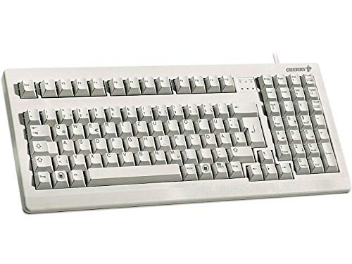 Cherry Electronics G80-1800LPCEU-0 Series G80-1800 Compact Industrial Keyboard, USB and PS/2 Interface, Mechanical Keyswitches,