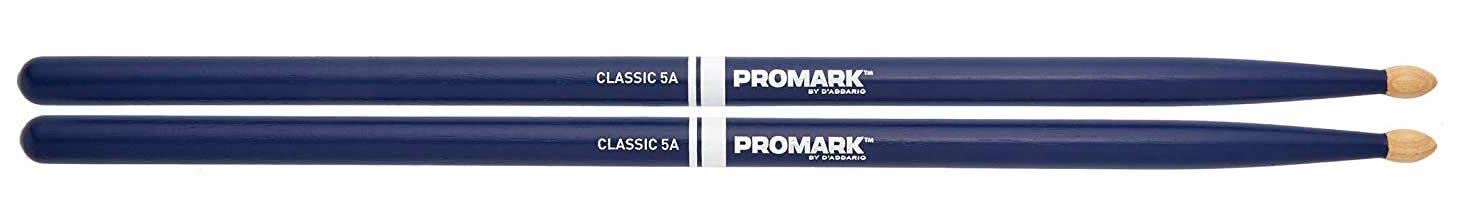 ProMark Classic Forward 5A Painted Blue Hickory Drumsticks, Oval Wood Tip, One Pair