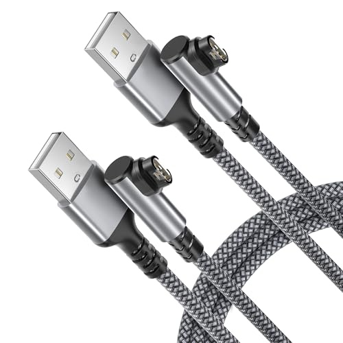 Garmin Watch Charger Cable 1.2M 2Pack,Right Angle Nylon Charging Power Cord Lead For Fenix 8 5 5S 5X 6S 6X 7 7S 7X,Forerunner 745 935 945 245 Music,Instinct,Approach S40 S60 S12 S42,Vivoactive 4 4S