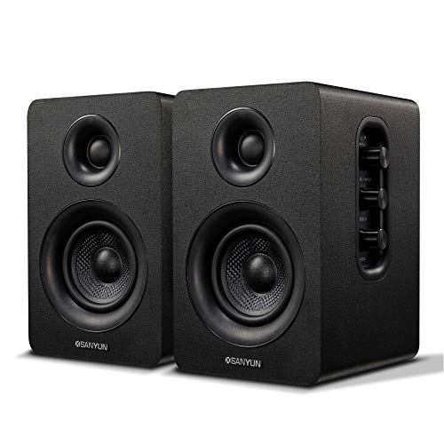 Sanyun Sw208 3'' Active Bluetooth 5.0 Bookshelf Speakers   60W Carbon Fiber Speaker Unit   Built In 24Bit Dac   Dynamic 3D Surro