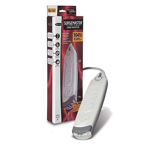 Belkin Surgemaster Home Series Surge Protector 7 Outlets 6 Ft Cord 1045 J White Blkf9H71006