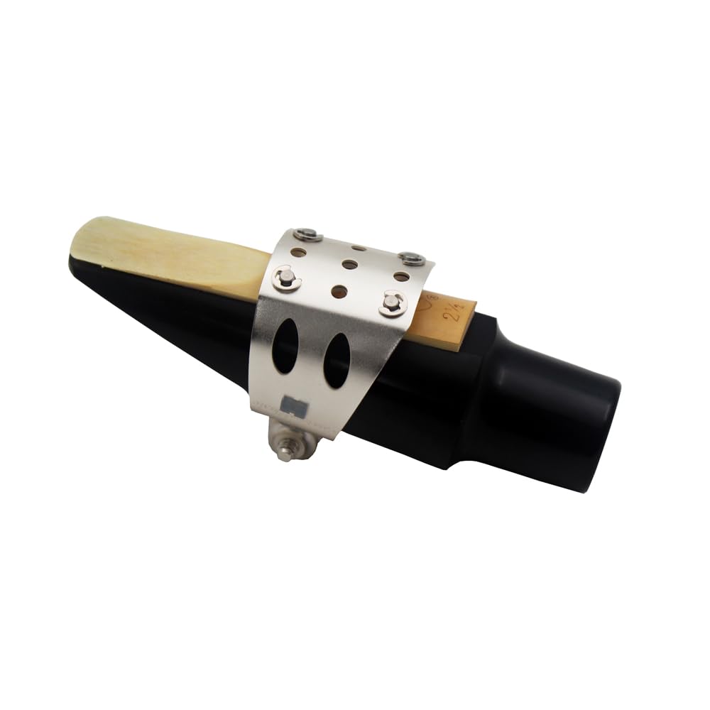 Eastern Music Saxophone Hard Rubber Mouthpiece Soprano Alto Tenor Metal Ligature Ligature Cap (Sandblust Silver, Tenor Mpc)