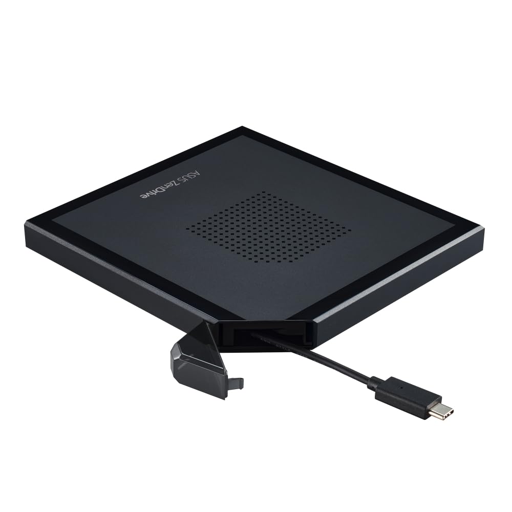 Asus Zendrive V1M External Dvd Drive And Writer With Built In Cable Storage Design, Usb C Interface, Compatible With Win 11 And