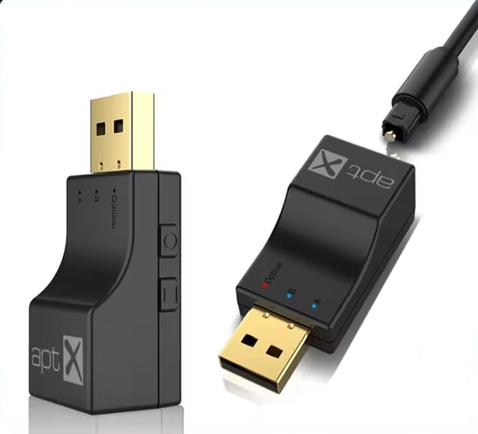 USB Optical Wireless Bluetooth Transmitter 2 in 1 Audio Transmitter Adapter Low Lantency APTX aptX-Adaptive/HD/LL Multi-Point Hi