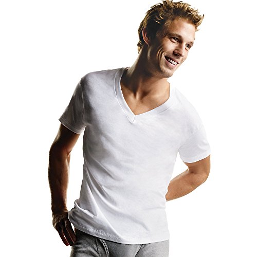 Hanes Ultimate Mens 5-Pack Best V-Neck T-Shirt, White, X-Large