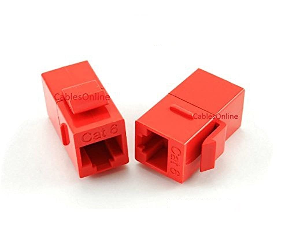 Cablesonline, 2 Pack Cat6 Female/Female Rj45 Ethernet Red Keystone Jack Coupler, Wp C02Rd 2
