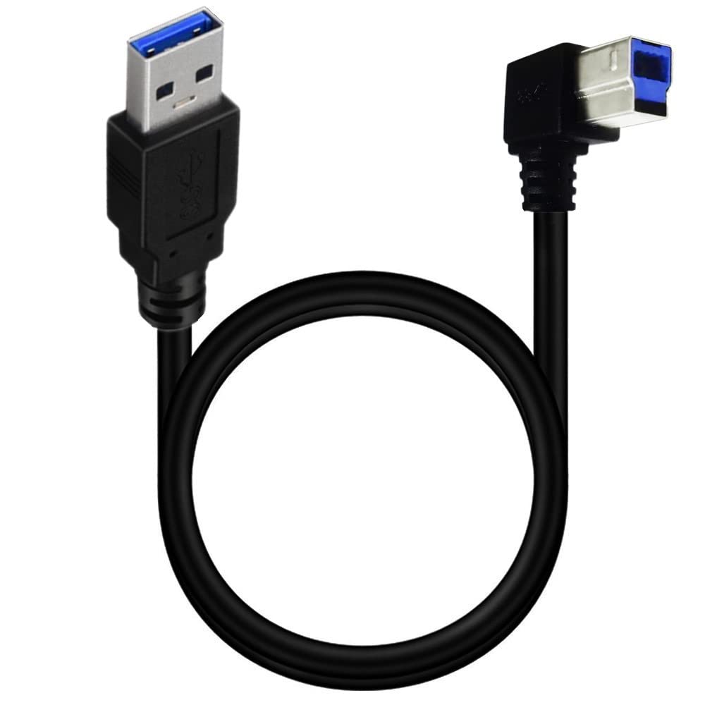 Traovien Usb 3.0 Printer Cable, Usb 3.0 Type A Male To Type B Male Plug 90 Degree High Speed Printer For Printer,Monitor,Externa
