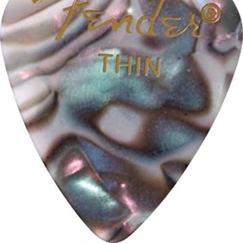 Fender Premium Celluloid Guitar Picks 351 Shape, Abalone, Thin, 12-Pack
