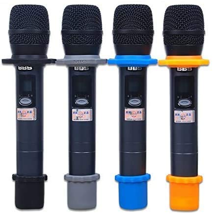 Ytykinoy 6 Sets Wireless Handheld Microphone Shakeproof Anti-Rolling Mic Protection Silicone Ring & Bottom Rod Sleeve Holder Sta