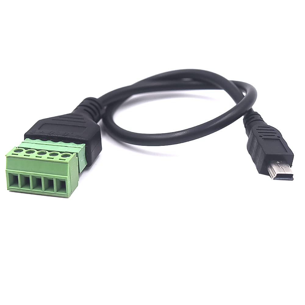 Kework 12 Inch Mini Usb Male To 5 Pin Screw Terminal Female Adapter Connector Converter Extension Shield Cable Cord (Mini Usb Ma
